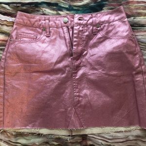 Pink metallic denim skirt